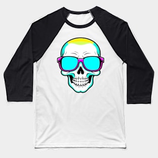 Skull wearing glasses Baseball T-Shirt